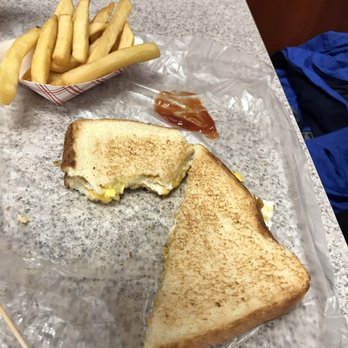 Doumar's Cones & Barbecue - Fried egg and cheese with fries. - Barbeque Near Me - Norfolk, Virginia Doumar's Cones & Barbecue - Fried egg and cheese with fries. - Barbeque Near Me - Norfolk, Virginia