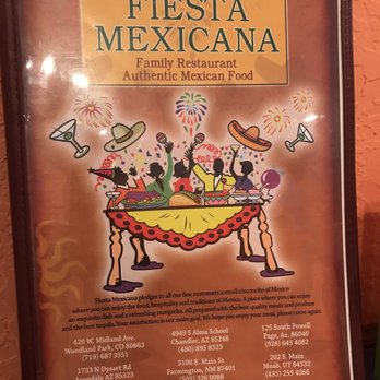 Fiesta Mexicana - Front of menu - Mexican Near Me - Moab, Utah Fiesta Mexicana - Front of menu - Mexican Near Me - Moab, Utah