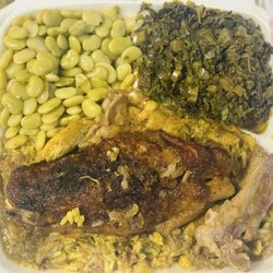International House Of Flavors - Turkey Wing, Rice(oxtail gravy), collard Greens Lima Beans!