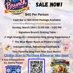 Pirate's Cove Waterfront Dining - Join us Sunday, March 29th for our first Brunch, Savor, Sip and Sing!