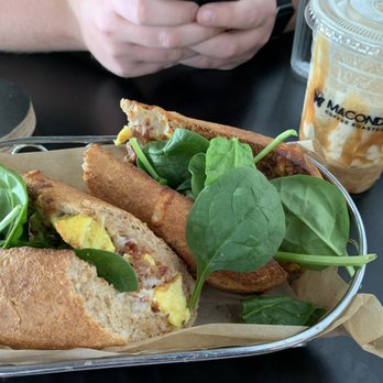Macondo Coffee Roasters - Egg and cheese sandwich with bacon and spinach - Coffee & Tea Near Me - Doral, Florida Macondo Coffee Roasters - Egg and cheese sandwich with bacon and spinach - Coffee & Tea Near Me - Doral, Florida