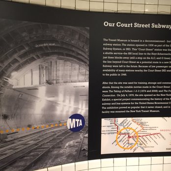 New York Transit Museum - This sign tells the story of the Court St. station and how it became home to the transit museum. - Museums Near Me - Brooklyn, New York