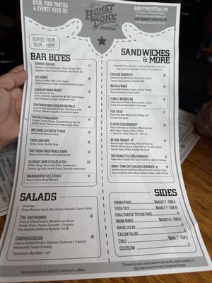 Menu photo 2 Honky Tonk Central Nashville, TN Menu photo 2 Honky Tonk Central Nashville, TN