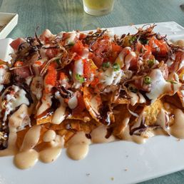 Tuna nachos served with Doritos. Tuna nachos served with Doritos.