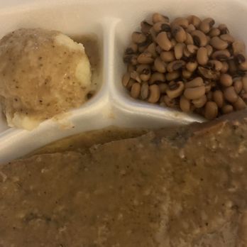 Mr A Ok's Kitchen - Meatloaf with mashed potatoes and gravy and black eyed peas - Soul Food Near Me - San Antonio, Texas