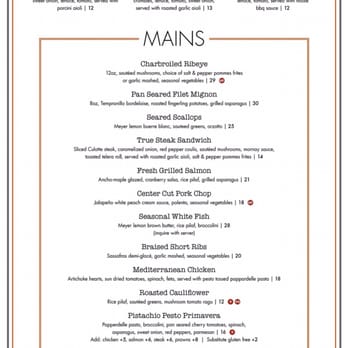 True Kitchen + Bar - Menu back. - New American Near Me - Roseburg, Oregon