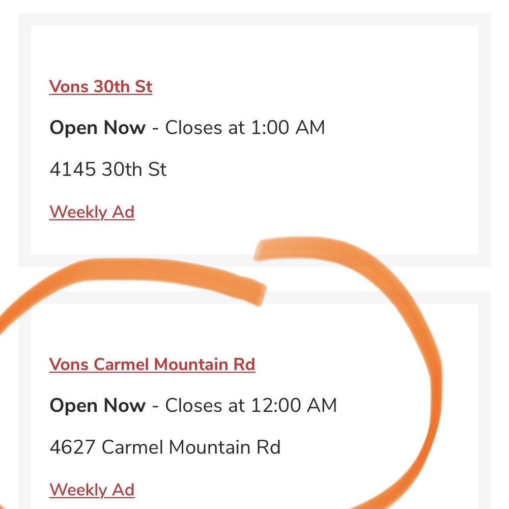 vons store hours