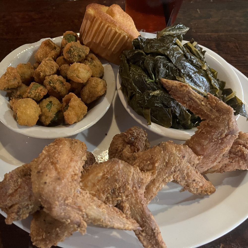 Kiki's Chicken and Waffles - Soul food Chicken Dinner with Okra and collards. - American Near Me - Columbia, South Carolina