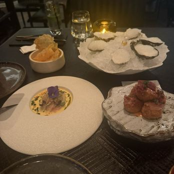 Stubborn Seed - Oysters, yellowtail, and ham fritters - New American Near Me - Las Vegas, Nevada Stubborn Seed - Oysters, yellowtail, and ham fritters - New American Near Me - Las Vegas, Nevada