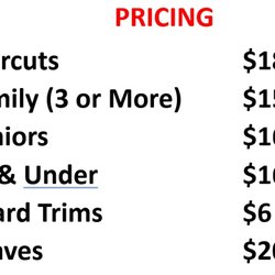 Hwy 62 Barbershop - 2024 Price List