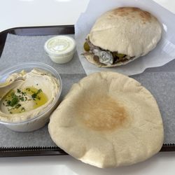 ZamZamz Mediterranean Grill - Gyro Stuffed Pita wth Hummus