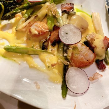 Almond Restaurant - My Roasted scallops almost didn't make it into a picture! They were seared PERFECTLY! - New American Near Me - Bridgehampton, New York