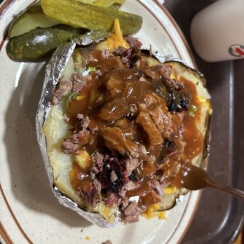 Demeris Bar-B-Q - Shepherd - Baked Potato (brisket) - Barbeque Near Me - Houston, Texas Demeris Bar-B-Q - Shepherd - Baked Potato (brisket) - Barbeque Near Me - Houston, Texas