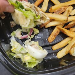 Bordentown Square Tap + Grill - Boiled eggs in wrap, not supposed to be. Cold soggy fries, supposed to be well done.