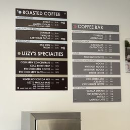 Menus for bagged coffee (left) or made to order (right) Menus for bagged coffee (left) or made to order (right)