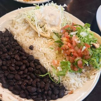 California Cocina - charbroiled chicken taco and battered fish taco with rice and black beans. - Mexican Near Me - Los Alamitos, California