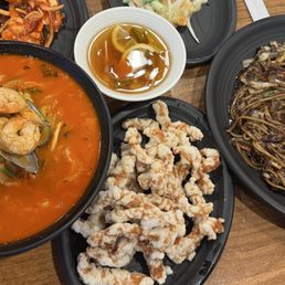 Left to right 3. Jjampong 9. Tangsuyuk 2. Seafood Jajang Myeon Left to right 3. Jjampong 9. Tangsuyuk 2. Seafood Jajang Myeon