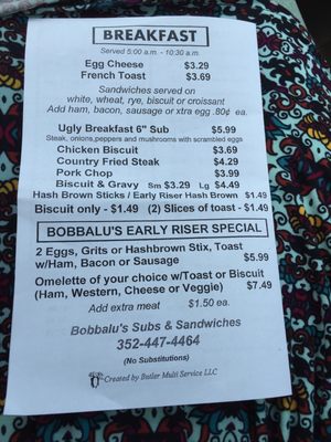Menu photo 2 Bobbalu's Subs & Sandwiches Inglis, FL