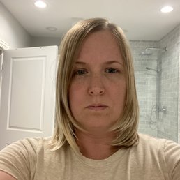 After the haircut, we talked about keeping it long and blunt, but it is uneven and looks like I'm missing chunks of hair in front.