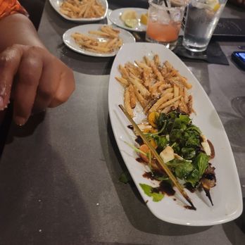 The Blind Eye - Steak skewers, fries, in the back ravioli. - Jazz & Blues Near Me - Ocala, Florida