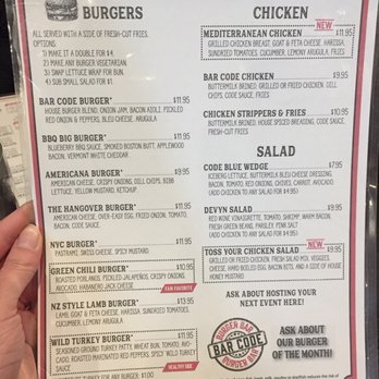 Bar Code Burgers - Menu Nov 2017 - Burgers Near Me - Las Vegas, Nevada