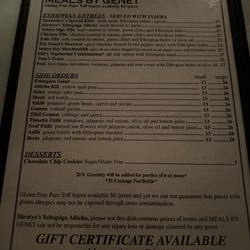 Meals by Genet - Menu - December 2025