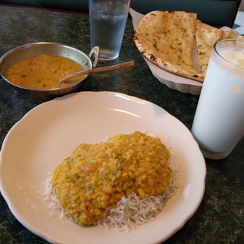 Indian Oven - Daal meal with rice and garlic Naan bread. The Naan was extra. The Lassi drink was delicious. Great meal! - Indian Near Me - Amarillo, Texas