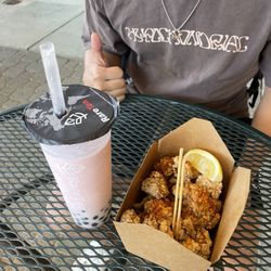 Rare Tea - Davis - Strawberry Milk Tea and Popcorn Chicken