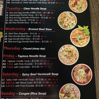 Yen's Kitchen - Menu items that can only be ordered on that particular day - Vietnamese Near Me - Lake Worth, Florida