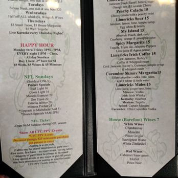Limericks Tavern - Menu with happy hour - New American Near Me - Alhambra, California Limericks Tavern - Menu with happy hour - New American Near Me - Alhambra, California