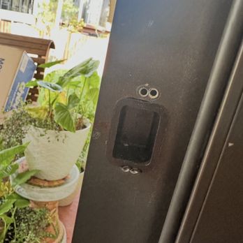 Clearview Impact Systems - I removed the striker and found these 2 holes made right next to each other. - Door Sales/Installation Near Me - Hialeah, Florida Clearview Impact Systems - I removed the striker and found these 2 holes made right next to each other. - Door Sales/Installation Near Me - Hialeah, Florida