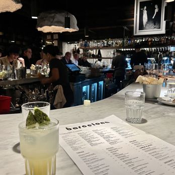 Barcelona Reston - Bar area with Bees and Bays non-alcoholic cocktail - Tapas/Small Plates Near Me - Reston, Virginia