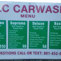 Curt's TLC Car Wash - Auto-Wash Menu