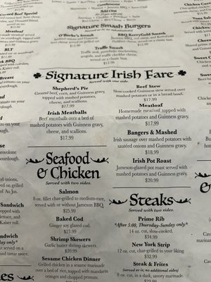 Menu photo 1 O'Rorke's Eatery & Spirits Gettysburg, PA