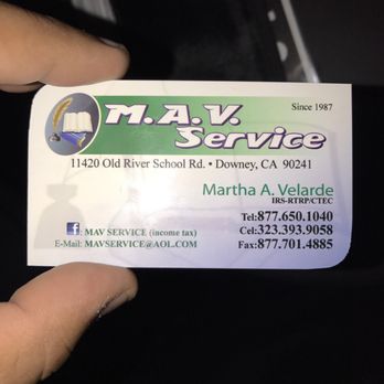 MAV Service - Business card - Tax Services Near Me - Downey, California