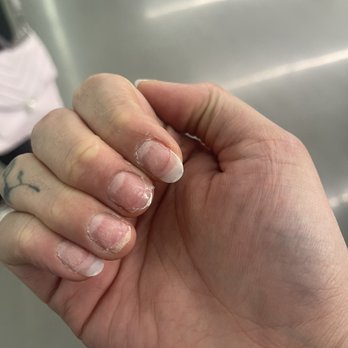 Essential Nail Spa - I had to leave the place with this mess, I was mistreated and humiliated and also ruined my nails. - Nail Salons Near Me - Anna, Texas