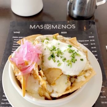 Mas y Menos - Chilaquiles w/ a poached egg. SO BOMB! - Bars Near Me - El Paso, Texas Mas y Menos - Chilaquiles w/ a poached egg. SO BOMB! - Bars Near Me - El Paso, Texas