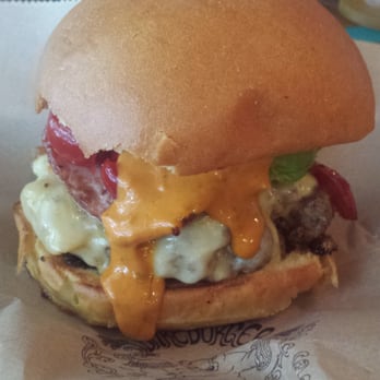 Bareburger - Cobble Hill - Bison road house burger with turkey bacon. - Burgers Near Me - Brooklyn, New York Bareburger - Cobble Hill - Bison road house burger with turkey bacon. - Burgers Near Me - Brooklyn, New York
