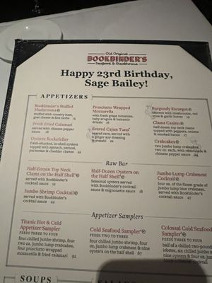 Menu photo 1 Old Original Bookbinders Richmond, VA
