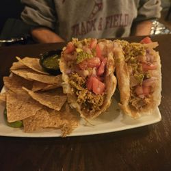 Newaygo Brewing - Pulled smoked tacos in unusual paratha flaky shell $15