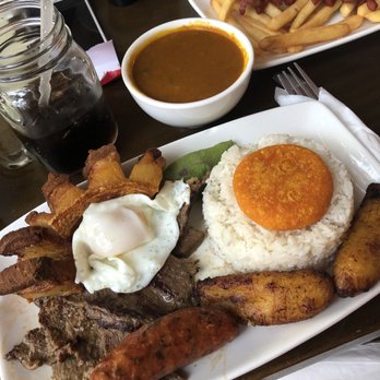 Colombian House - Mini paisa plate (rice, beans, chicharrón, sweet plantains, beef, egg, avocado and mini arepa) - Colombian Near Me - New Rochelle, New York Colombian House - Mini paisa plate (rice, beans, chicharrón, sweet plantains, beef, egg, avocado and mini arepa) - Colombian Near Me - New Rochelle, New York