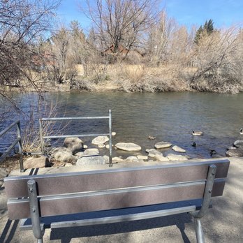 Crissie Caughlin Park - Bench next to the Truckee River. - Parks Near Me - Reno, Nevada Crissie Caughlin Park - Bench next to the Truckee River. - Parks Near Me - Reno, Nevada