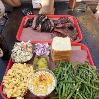 Terry Black's Barbecue - Mac n cheese, sweet corn , green beans, potato salad, brisket, pork ribs - Barbeque Near Me - Austin, Texas
