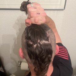McKinleyville Barber Shop - Bad hair cut from junior Lines are supposed to be straight. You have one job.