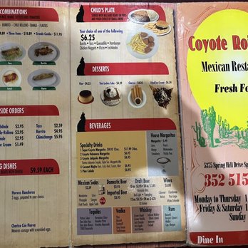 Coyote Rojo # 4 - Menu - Mexican Near Me - Spring Hill, Florida
