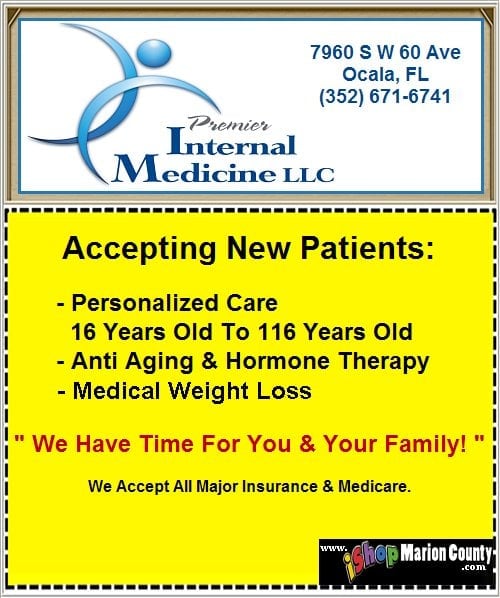 PREMIER INTERNAL MEDICINE Updated October 2024 7960 S W 60th Ave, Ocala, Florida Internal