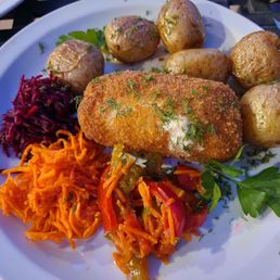 Chicken kyiv with village style potatoes