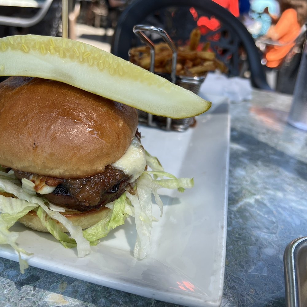 Jammin' Cheese burger (A 6 oz patty topped with house-made bacon jam, and melted Ontario made Cheese curds.) Jammin' Cheese burger (A 6 oz patty topped with house-made bacon jam, and melted Ontario made Cheese curds.)