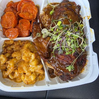 The West Coast Roux - Cajun Turkey wing, sweet potatoes and mac & cheese and Greens (no picture i ate it 1st) - Food Delivery Services Near Me - San Francisco, California The West Coast Roux - Cajun Turkey wing, sweet potatoes and mac & cheese and Greens (no picture i ate it 1st) - Food Delivery Services Near Me - San Francisco, California