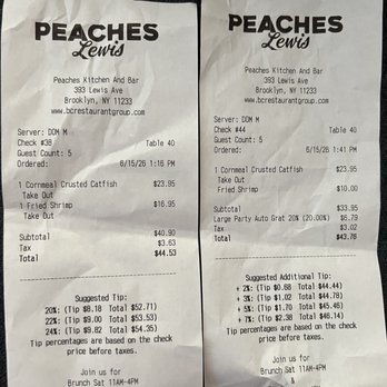 Peaches - Receipt - Southern Near Me - Brooklyn, New York Peaches - Receipt - Southern Near Me - Brooklyn, New York